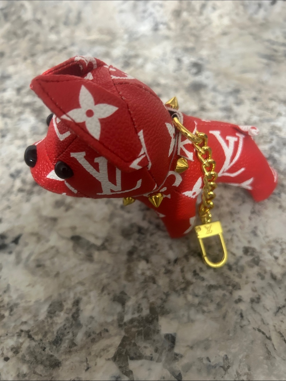 Red Designer inspired Logo Puppy Keychain/ purse Accessory animal rescue benefit